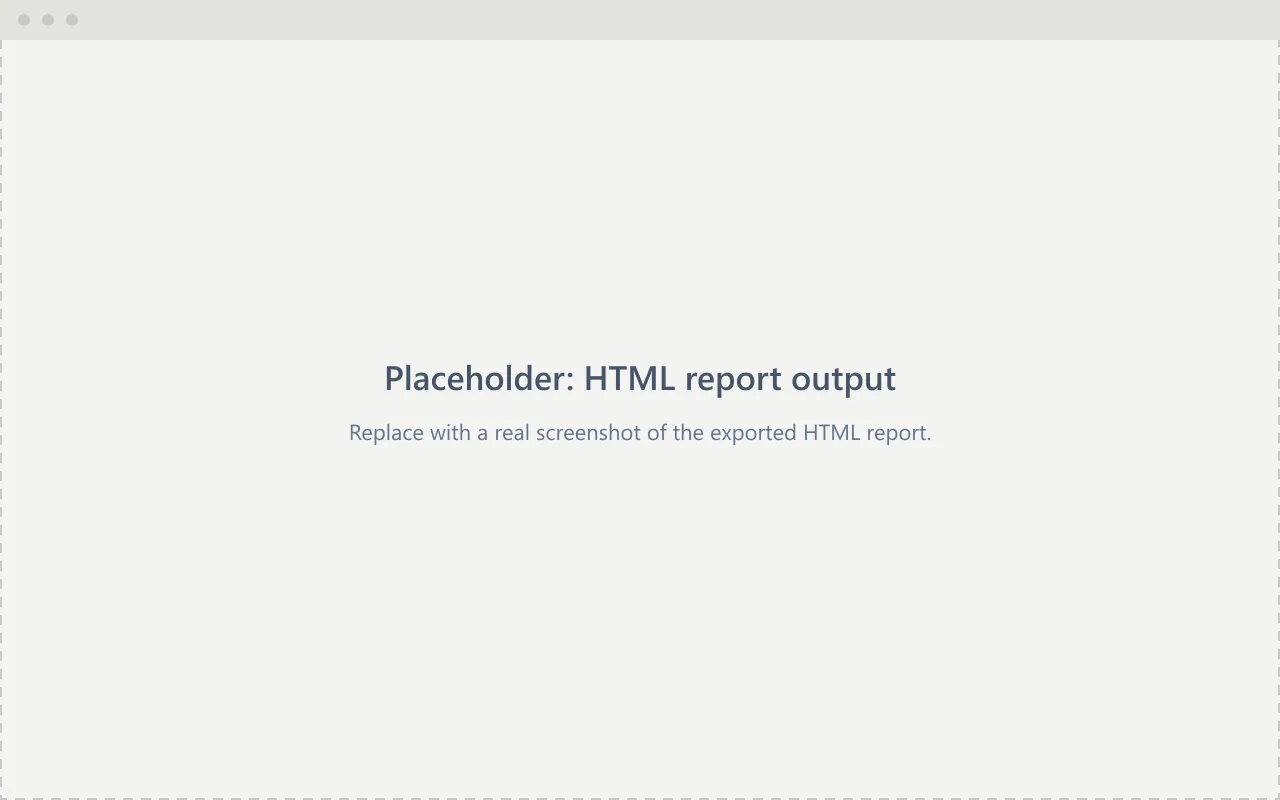 Placeholder for a screenshot of the exported HTML report.